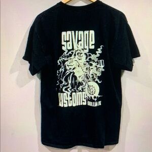 Black Graphic T-Shirt with Savage Customs Design